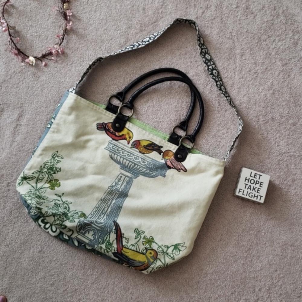 Anthropologie Nest Canvas Bird Tote